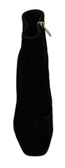 Dolce & Gabbana Black Velvet Crystal Square Heels Shoes -   -  Dolce & Gabbana.