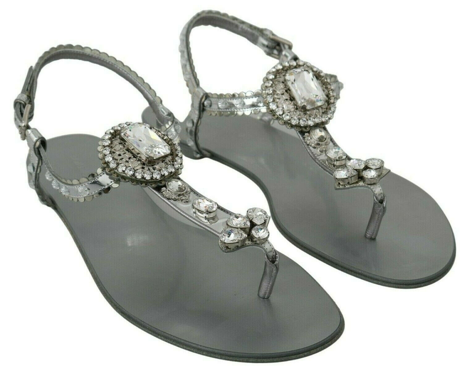 Dolce & Gabbana Silver Crystal Sandals Flip Flops Shoes -   -  Dolce & Gabbana. Dolce & Gabbana Silver Crystal Sandals Flip Flops Shoes -   -  Dolce & Gabbana.