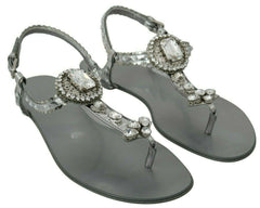 Dolce & Gabbana Silver Crystal Sandals Flip Flops Shoes -   -  Dolce & Gabbana.