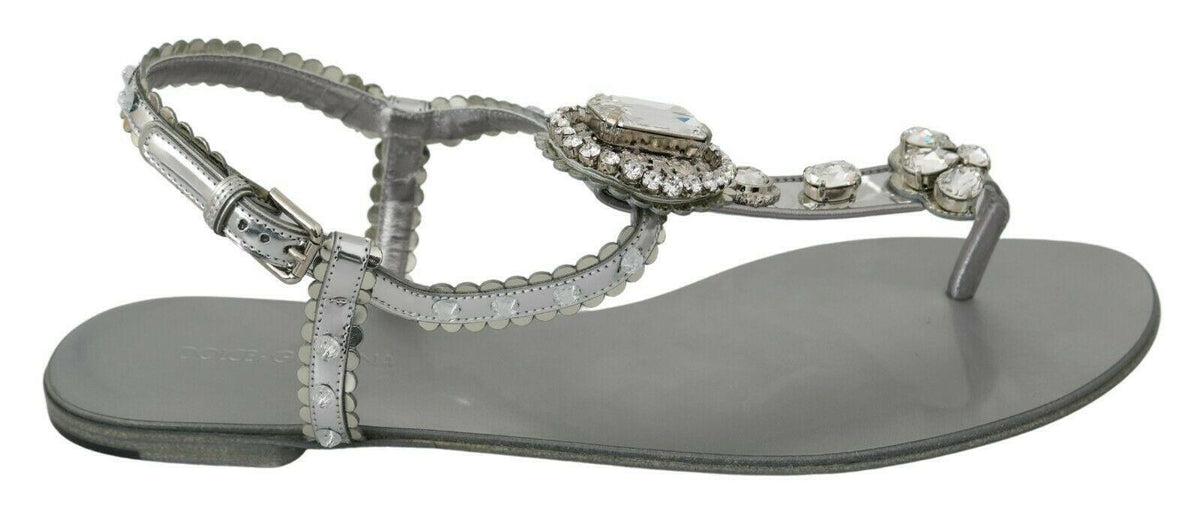 Dolce & Gabbana Silver Crystal Sandals Flip Flops Shoes -   -  Dolce & Gabbana.