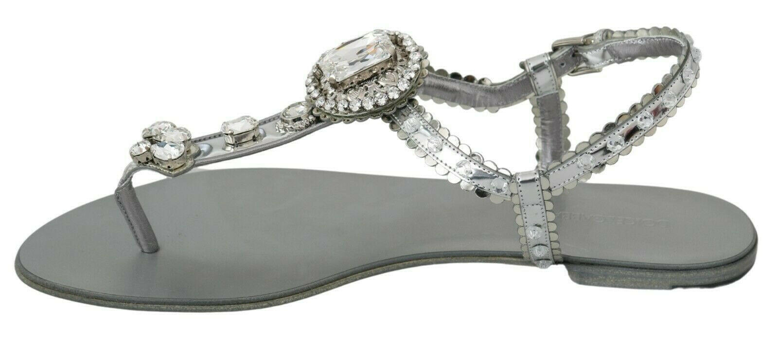 Dolce & Gabbana Silver Crystal Sandals Flip Flops Shoes -   -  Dolce & Gabbana. Dolce & Gabbana Silver Crystal Sandals Flip Flops Shoes -   -  Dolce & Gabbana.