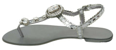 Dolce & Gabbana Silver Crystal Sandals Flip Flops Shoes -   -  Dolce & Gabbana.