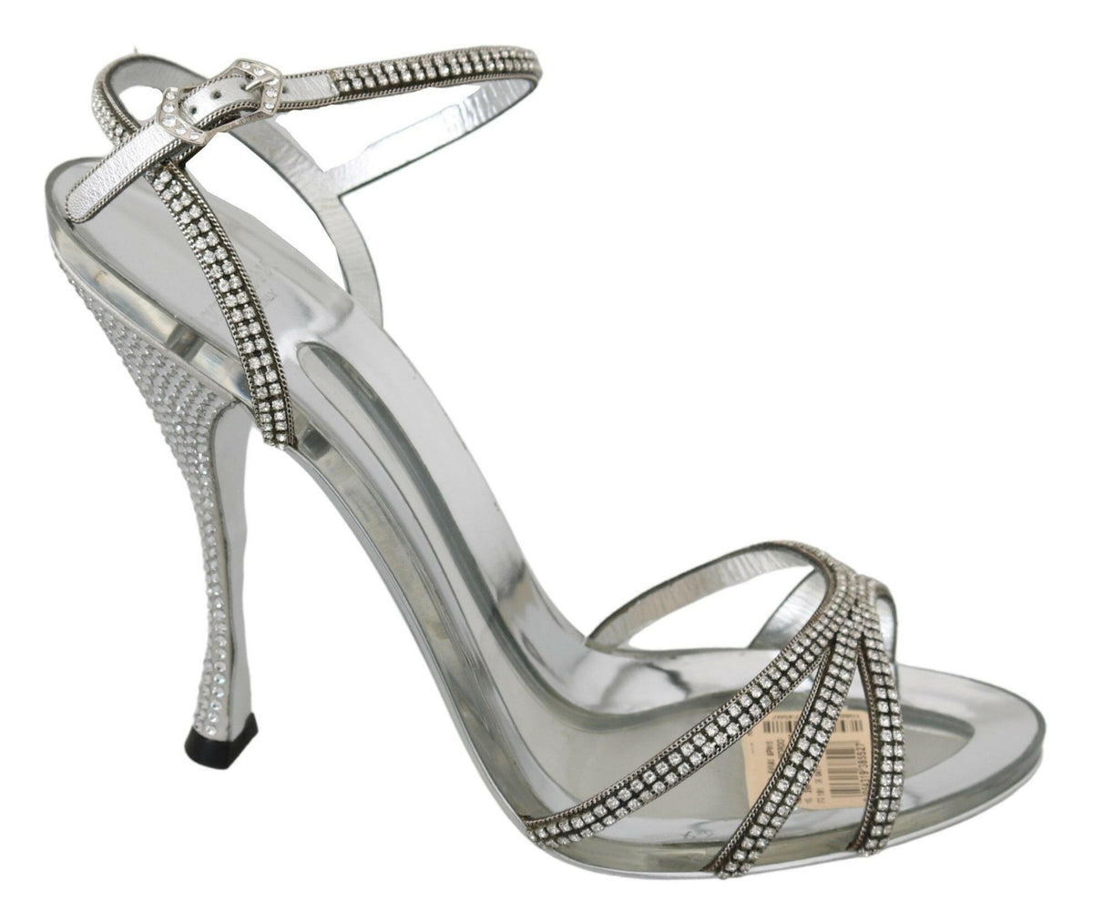 Dolce & Gabbana Silver Crystal Ankle Strap Sandals Shoes -   -  Dolce & Gabbana.