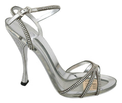 Dolce & Gabbana Silver Crystal Ankle Strap Sandals Shoes -   -  Dolce & Gabbana.