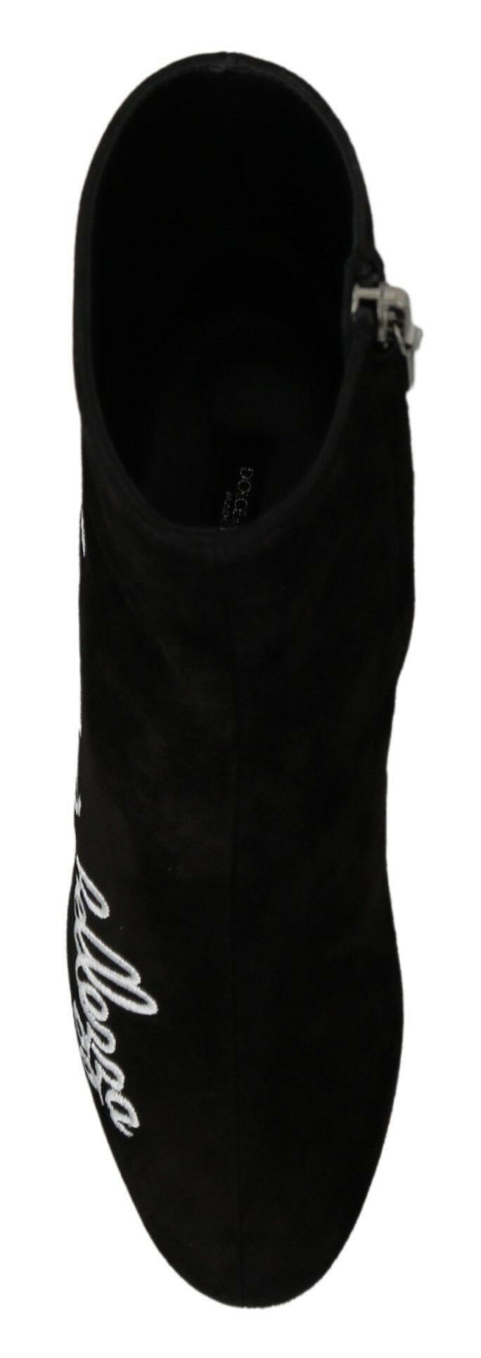 Dolce & Gabbana Black Suede L'Amore E'Bellezza Boots Shoes -   -  Dolce & Gabbana. Dolce & Gabbana Black Suede L'Amore E'Bellezza Boots Shoes -   -  Dolce & Gabbana.