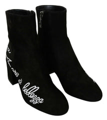 Dolce & Gabbana Black Suede L'Amore E'Bellezza Boots Shoes -   -  Dolce & Gabbana.