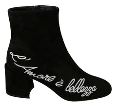 Dolce & Gabbana Black Suede L'Amore E'Bellezza Boots Shoes -   -  Dolce & Gabbana.