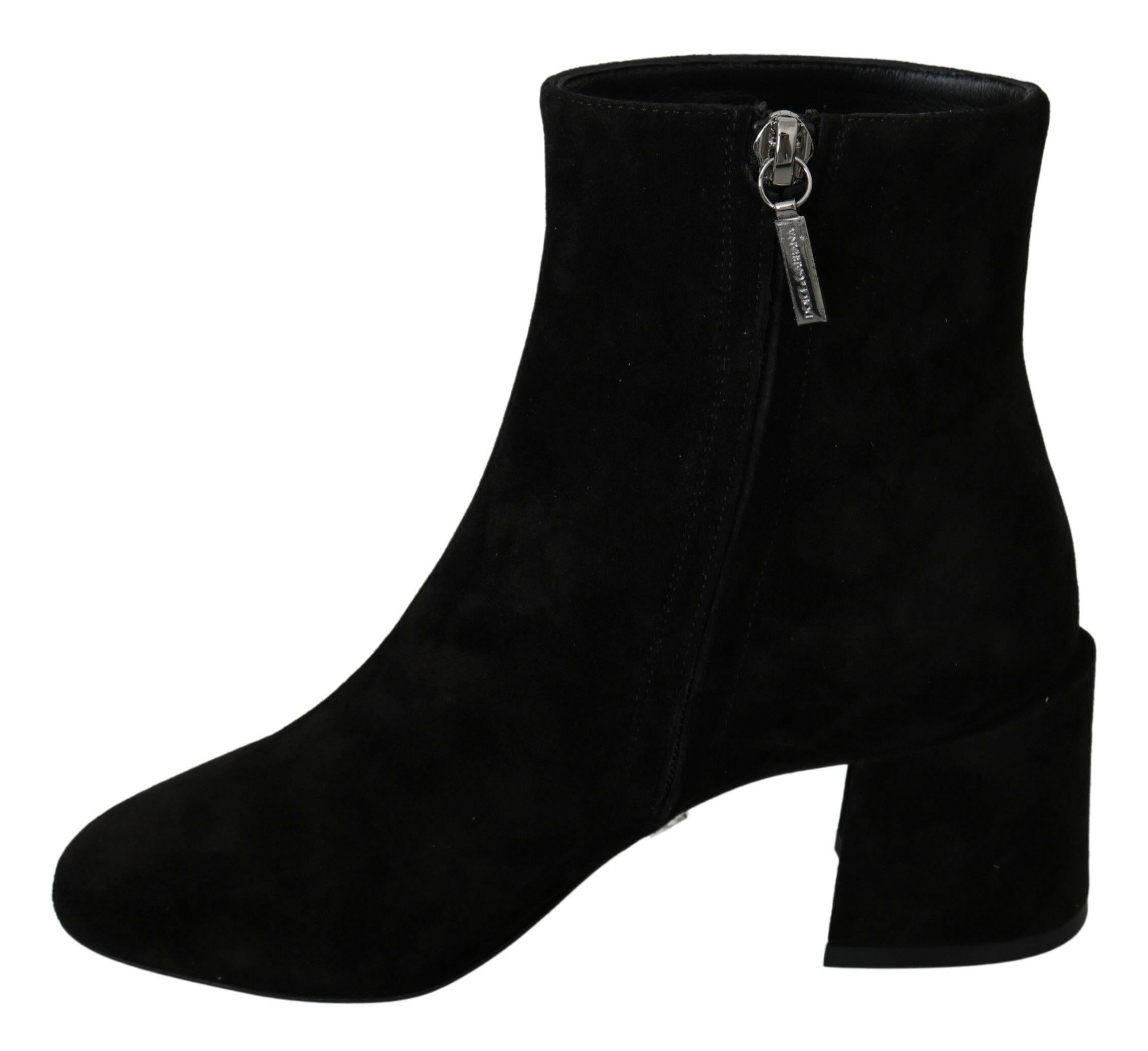 Dolce & Gabbana Black Suede L'Amore E'Bellezza Boots Shoes -   -  Dolce & Gabbana. Dolce & Gabbana Black Suede L'Amore E'Bellezza Boots Shoes -   -  Dolce & Gabbana.