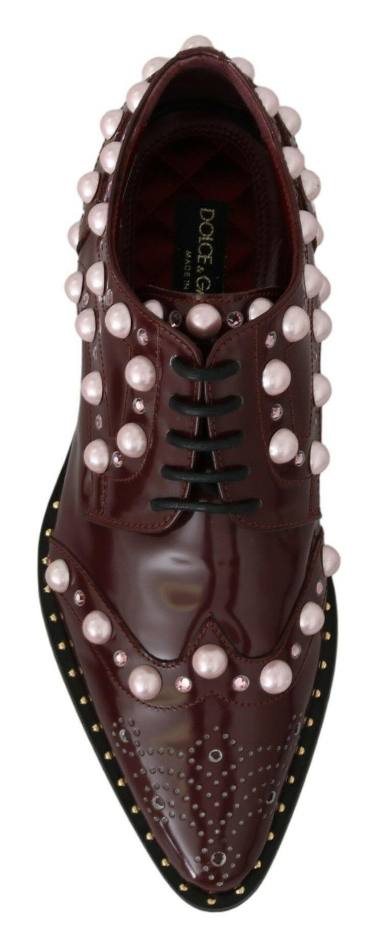 Dolce & Gabbana Bordeaux Leather Crystal Pearls Formal Shoes -   -  Dolce & Gabbana. Dolce & Gabbana Bordeaux Leather Crystal Pearls Formal Shoes -   -  Dolce & Gabbana.