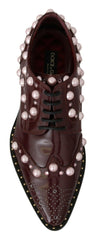 Dolce & Gabbana Bordeaux Leather Crystal Pearls Formal Shoes -   -  Dolce & Gabbana.