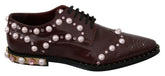 Dolce & Gabbana Bordeaux Leather Crystal Pearls Formal Shoes -   -  Dolce & Gabbana.
