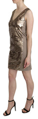 Liu Jo Brown Sequined V-neck Sleeveless Sheath Mini Dress -   -  Liu Jo.