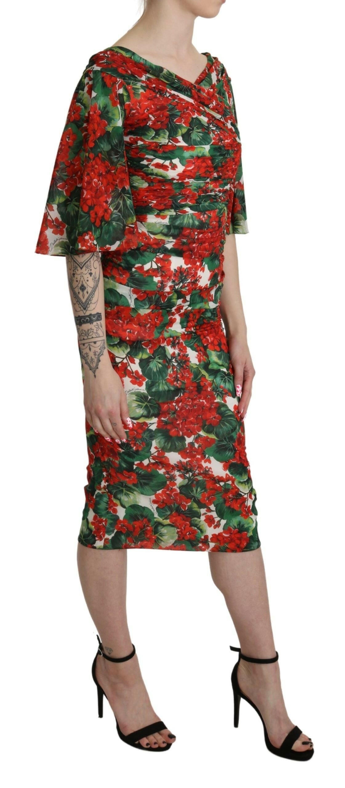 Dolce & Gabbana Red Floral Sheath Midi Silk Stretch Dress -   -  Dolce & Gabbana. Dolce & Gabbana Red Floral Sheath Midi Silk Stretch Dress -   -  Dolce & Gabbana.