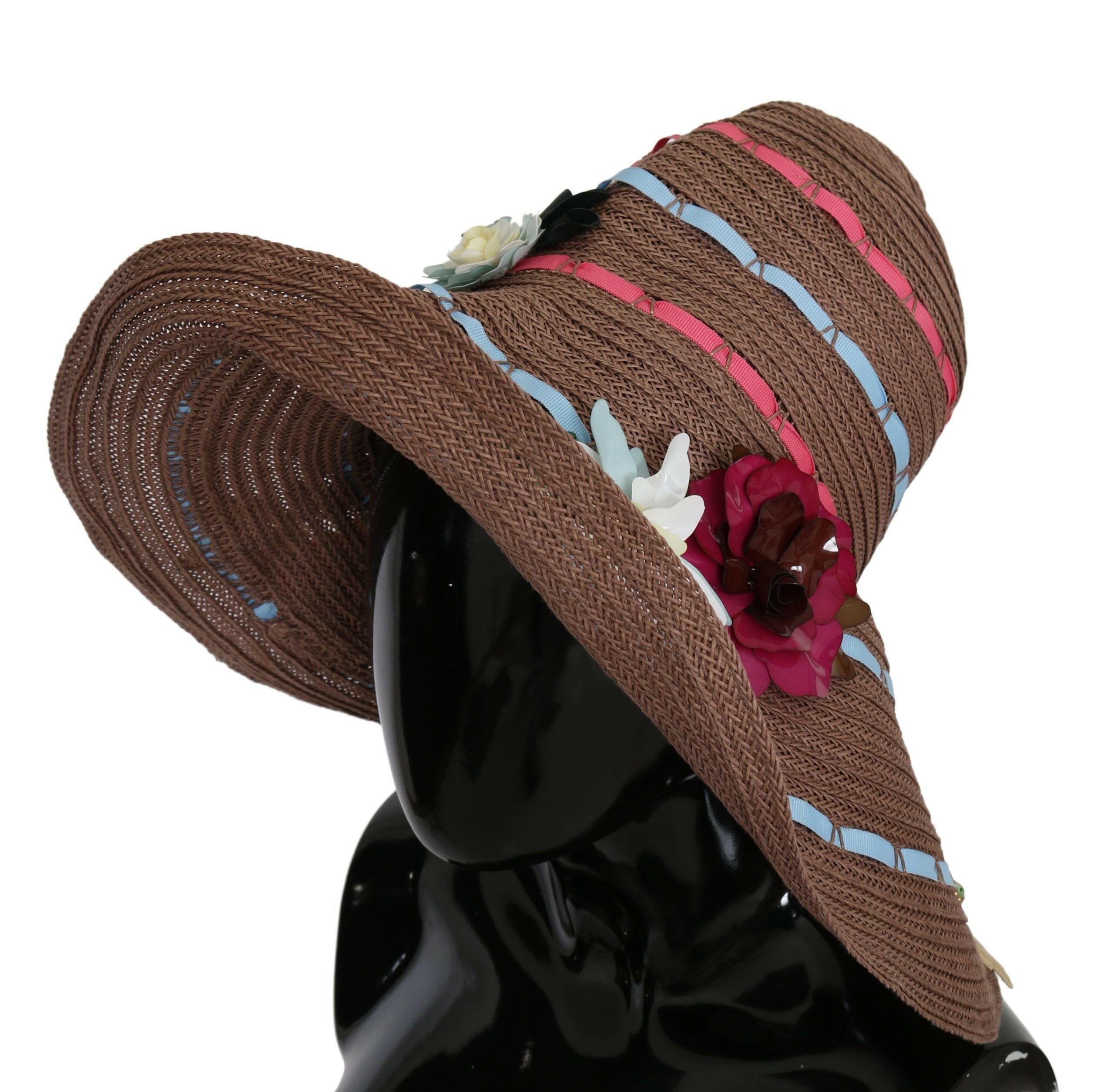 Dolce & Gabbana Brown Floral Wide Brim Straw Floppy Cap Hat -   -  Dolce & Gabbana. Dolce & Gabbana Brown Floral Wide Brim Straw Floppy Cap Hat -   -  Dolce & Gabbana.
