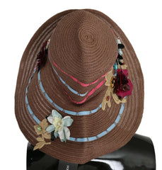 Dolce & Gabbana Brown Floral Wide Brim Straw Floppy Cap Hat -   -  Dolce & Gabbana.