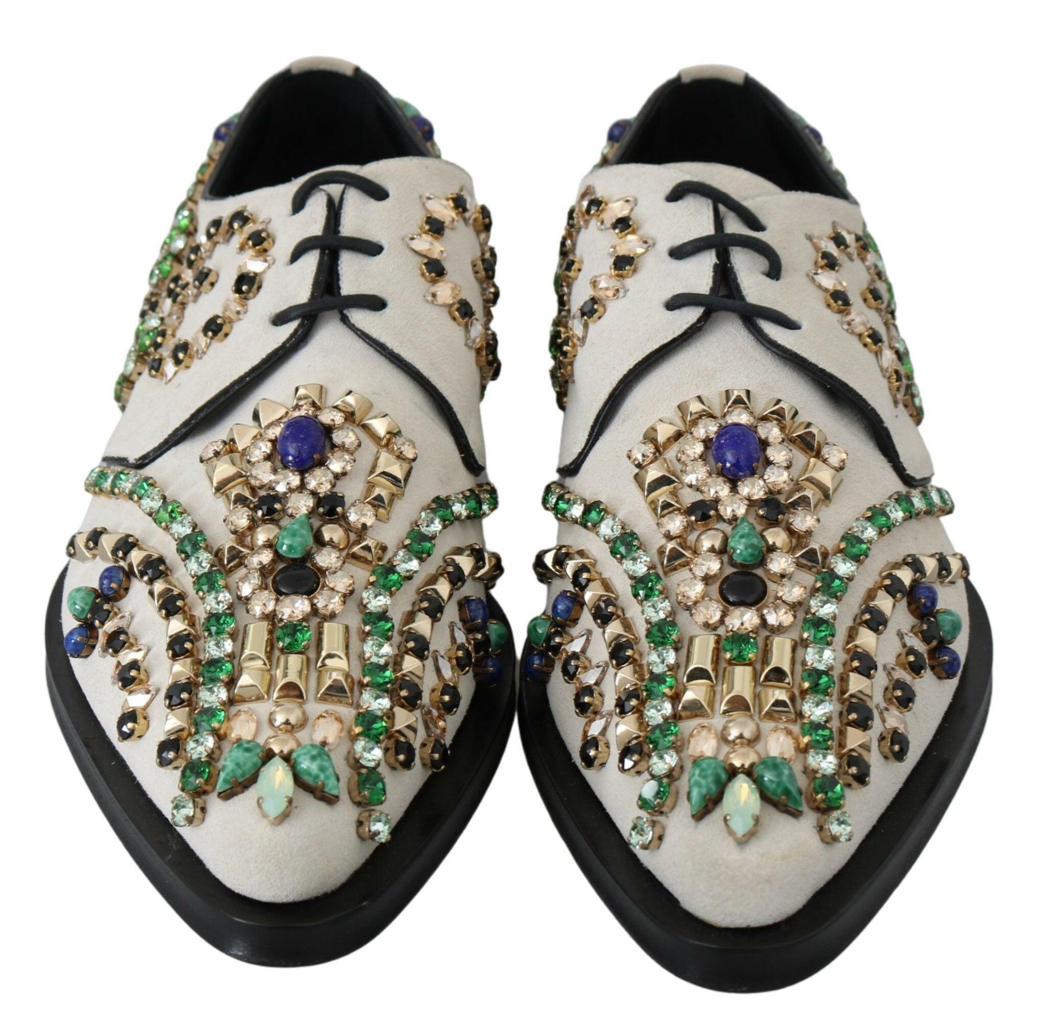 Dolce & Gabbana White Suede Crystal Dress Broque Shoes -   -  Dolce & Gabbana. Dolce & Gabbana White Suede Crystal Dress Broque Shoes -   -  Dolce & Gabbana.