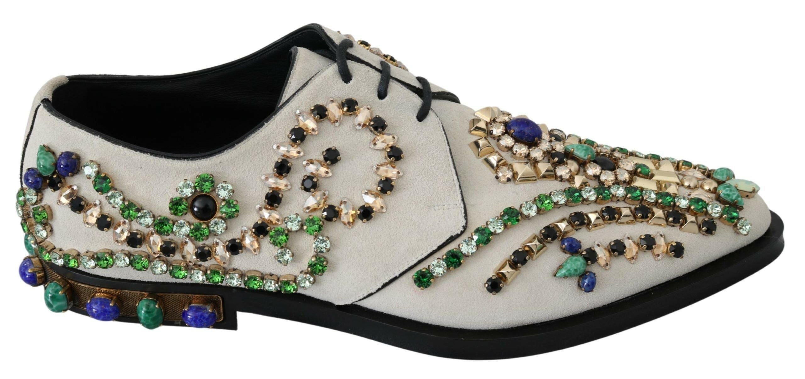 Dolce & Gabbana White Suede Crystal Dress Broque Shoes -   -  Dolce & Gabbana.