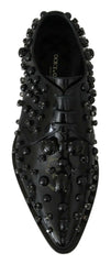 Dolce & Gabbana Black Leather Crystals Dress Broque Shoes -   -  Dolce & Gabbana.