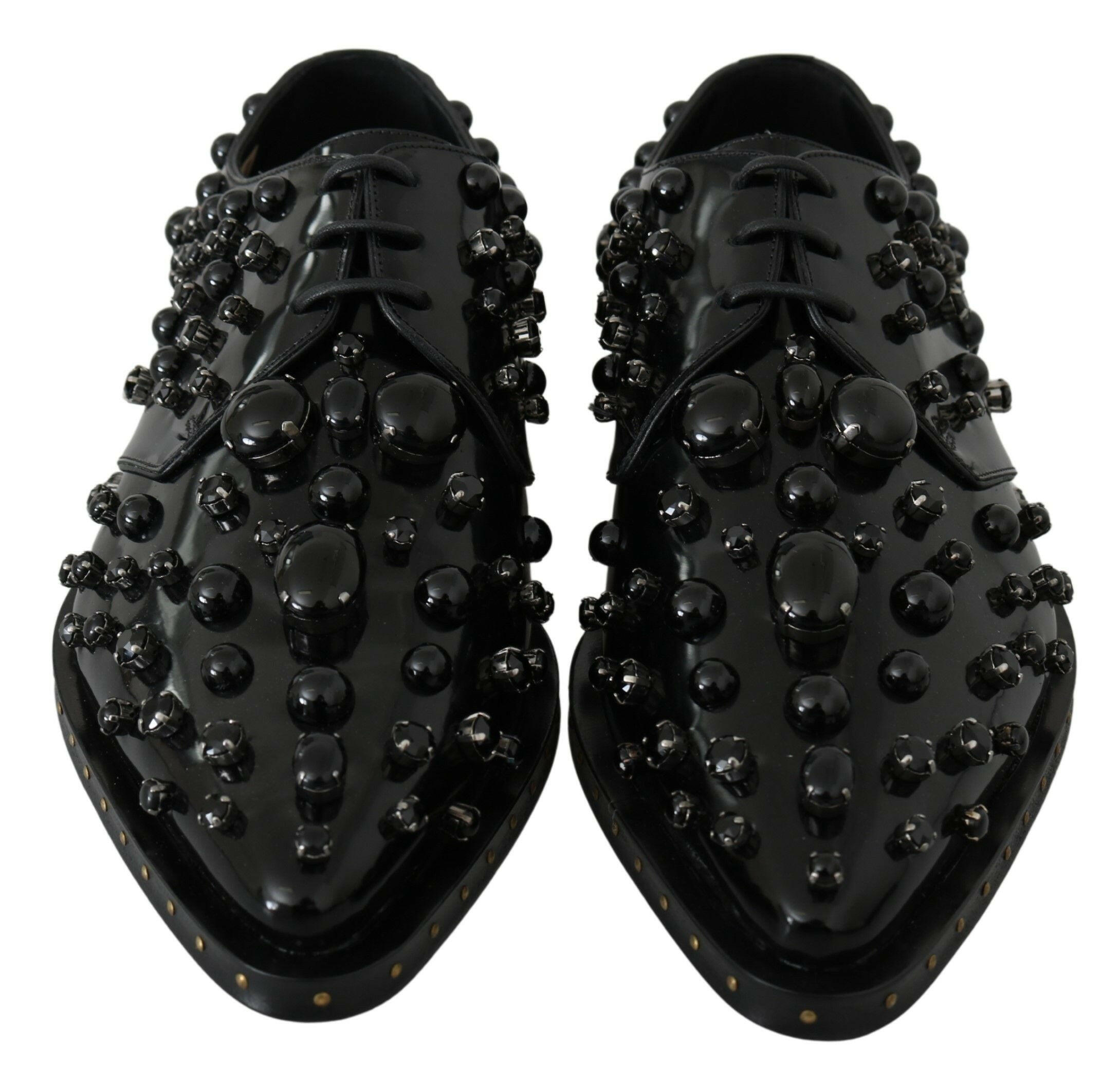 Dolce & Gabbana Black Leather Crystals Dress Broque Shoes -   -  Dolce & Gabbana. Dolce & Gabbana Black Leather Crystals Dress Broque Shoes -   -  Dolce & Gabbana.