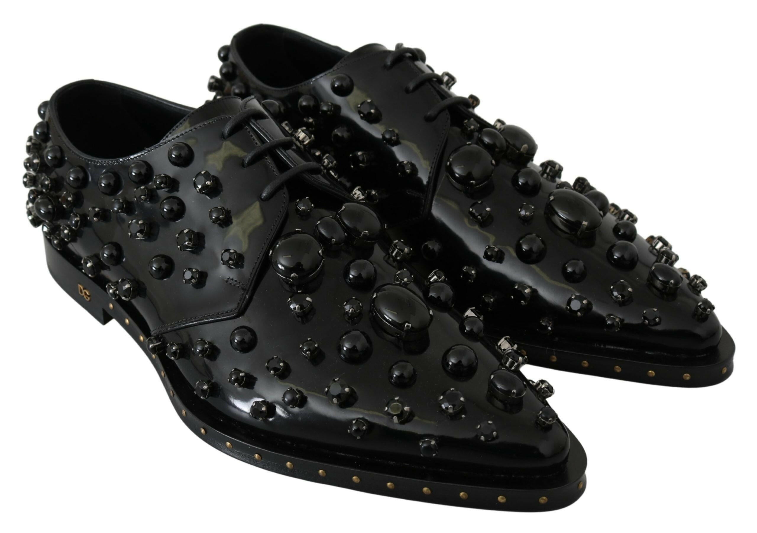Dolce & Gabbana Black Leather Crystals Dress Broque Shoes -   -  Dolce & Gabbana. Dolce & Gabbana Black Leather Crystals Dress Broque Shoes -   -  Dolce & Gabbana.