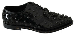 Dolce & Gabbana Black Leather Crystals Dress Broque Shoes -   -  Dolce & Gabbana.
