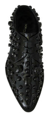 Dolce & Gabbana Black Leather Crystals Dress Broque Shoes -   -  Dolce & Gabbana.