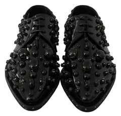 Dolce & Gabbana Black Leather Crystals Dress Broque Shoes -   -  Dolce & Gabbana.