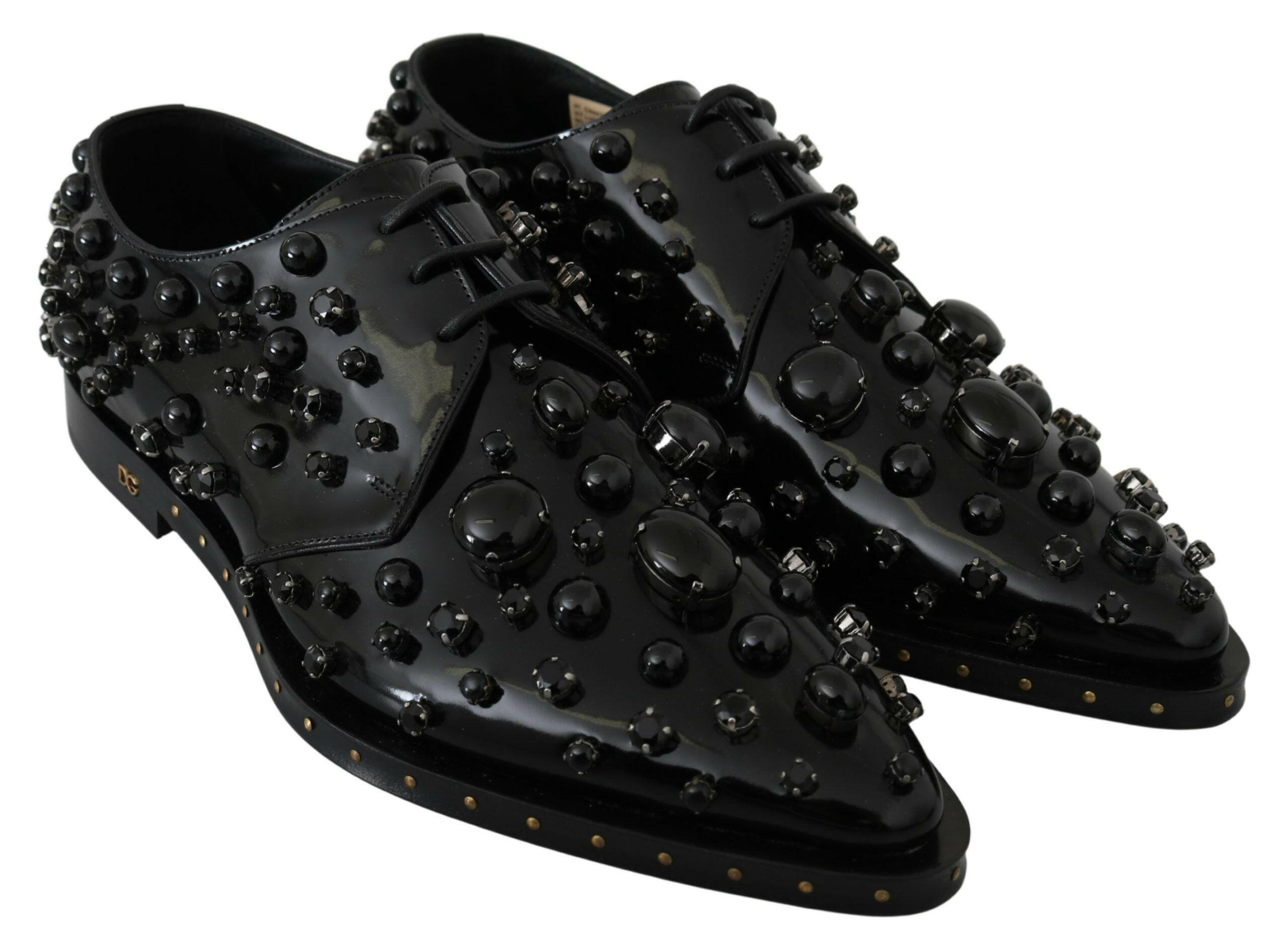 Dolce & Gabbana Black Leather Crystals Dress Broque Shoes -   -  Dolce & Gabbana. Dolce & Gabbana Black Leather Crystals Dress Broque Shoes -   -  Dolce & Gabbana.