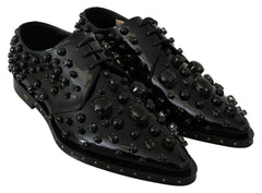 Dolce & Gabbana Black Leather Crystals Dress Broque Shoes -   -  Dolce & Gabbana.