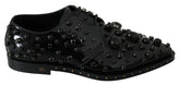 Dolce & Gabbana Black Leather Crystals Dress Broque Shoes -   -  Dolce & Gabbana.