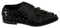 Dolce & Gabbana Black Leather Crystals Dress Broque Shoes -   -  Dolce & Gabbana.