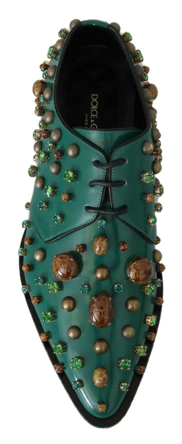 Dolce & Gabbana Green Leather Crystal Dress Broque Shoes -   -  Dolce & Gabbana. Dolce & Gabbana Green Leather Crystal Dress Broque Shoes -   -  Dolce & Gabbana.