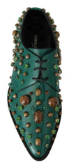 Dolce & Gabbana Green Leather Crystal Dress Broque Shoes -   -  Dolce & Gabbana.