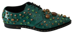 Dolce & Gabbana Green Leather Crystal Dress Broque Shoes -   -  Dolce & Gabbana.