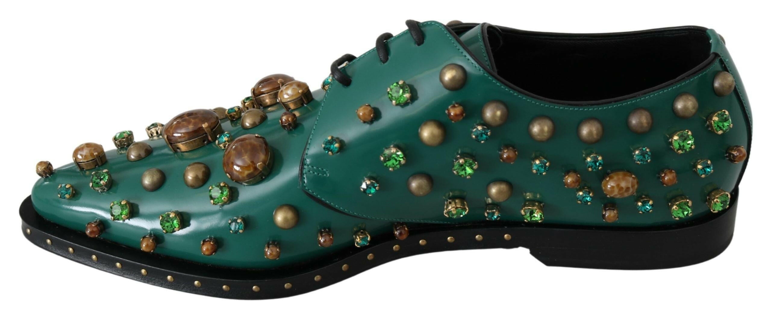 Dolce & Gabbana Green Leather Crystal Dress Broque Shoes -   -  Dolce & Gabbana. Dolce & Gabbana Green Leather Crystal Dress Broque Shoes -   -  Dolce & Gabbana.