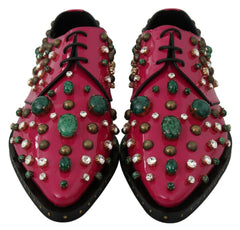 Dolce & Gabbana Pink Leather Crystals Dress Broque Shoes -   -  Dolce & Gabbana.