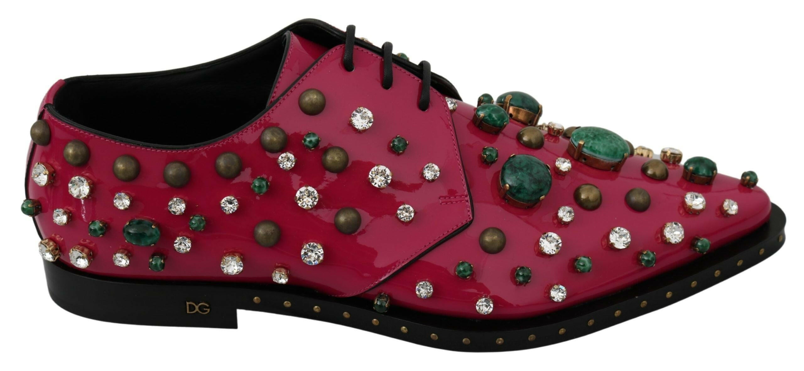 Dolce & Gabbana Pink Leather Crystals Dress Broque Shoes -   -  Dolce & Gabbana.