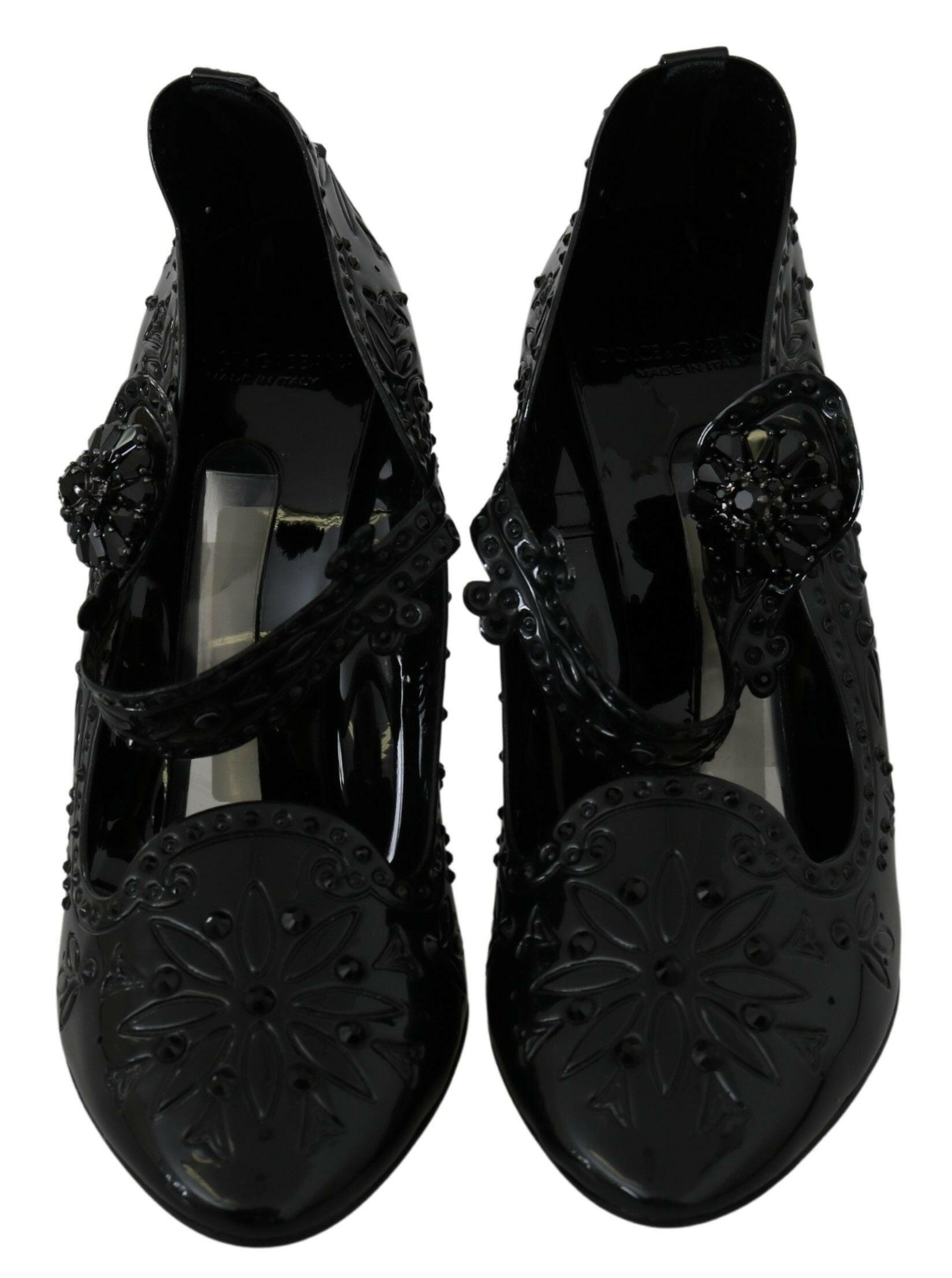 Dolce & Gabbana Black Floral Crystal CINDERELLA Heels Shoes -   -  Dolce & Gabbana. Dolce & Gabbana Black Floral Crystal CINDERELLA Heels Shoes -   -  Dolce & Gabbana.