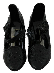 Dolce & Gabbana Black Floral Crystal CINDERELLA Heels Shoes -   -  Dolce & Gabbana.