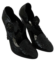 Dolce & Gabbana Black Floral Crystal CINDERELLA Heels Shoes -   -  Dolce & Gabbana.
