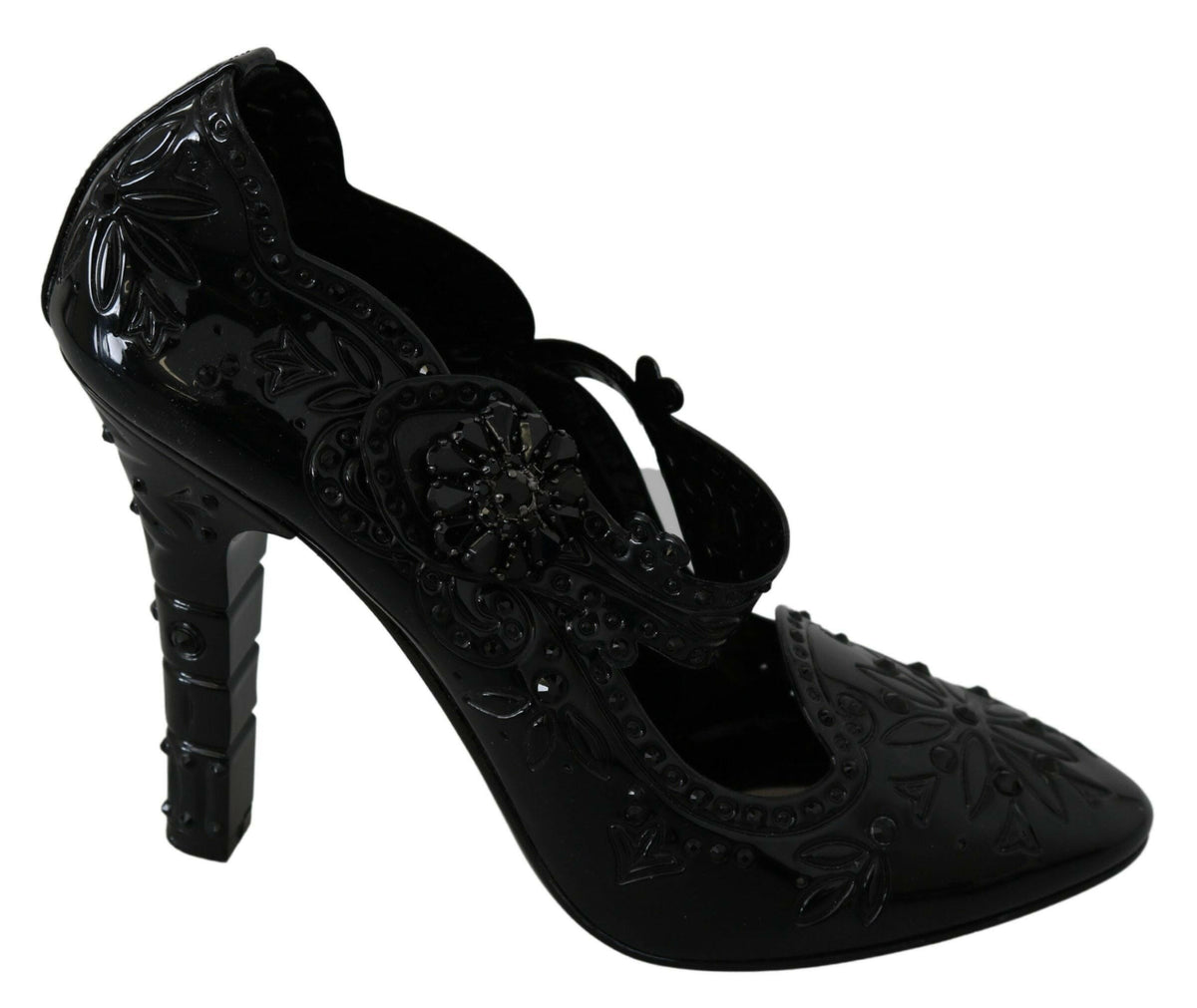 Dolce & Gabbana Black Floral Crystal CINDERELLA Heels Shoes -   -  Dolce & Gabbana.