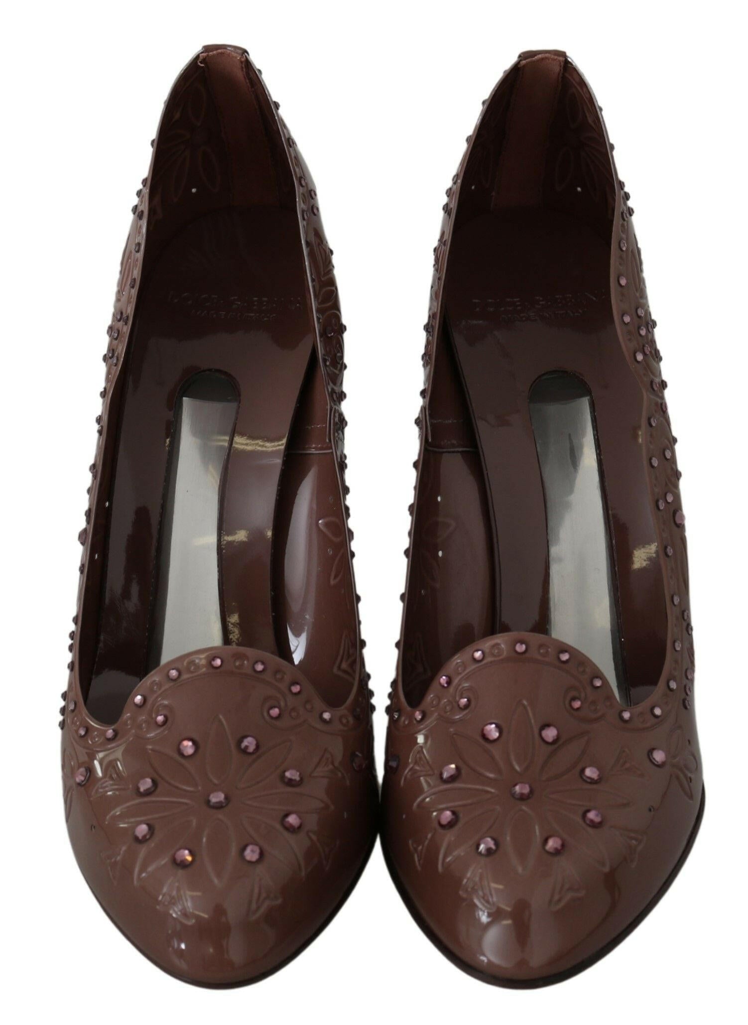 Dolce & Gabbana Brown Floral Crystal Heels CINDERELLA Shoes -   -  Dolce & Gabbana. Dolce & Gabbana Brown Floral Crystal Heels CINDERELLA Shoes -   -  Dolce & Gabbana.