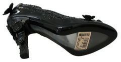 Dolce & Gabbana Black Floral Crystal CINDERELLA Heels Shoes -   -  Dolce & Gabbana.