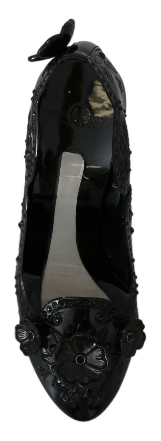Dolce & Gabbana Black Floral Crystal CINDERELLA Heels Shoes -   -  Dolce & Gabbana. Dolce & Gabbana Black Floral Crystal CINDERELLA Heels Shoes -   -  Dolce & Gabbana.