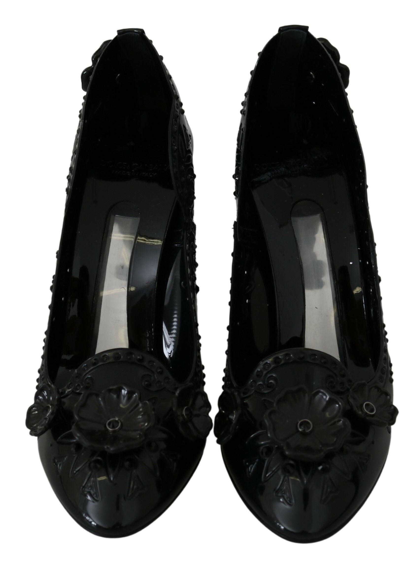 Dolce & Gabbana Black Floral Crystal CINDERELLA Heels Shoes -   -  Dolce & Gabbana. Dolce & Gabbana Black Floral Crystal CINDERELLA Heels Shoes -   -  Dolce & Gabbana.