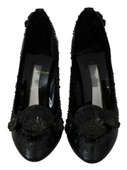 Dolce & Gabbana Black Floral Crystal CINDERELLA Heels Shoes -   -  Dolce & Gabbana.