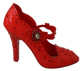 Dolce & Gabbana Red Floral Crystal CINDERELLA Heels Shoes -   -  Dolce & Gabbana.