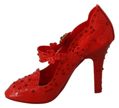 Dolce & Gabbana Red Floral Crystal CINDERELLA Heels Shoes -   -  Dolce & Gabbana.