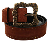 Dolce & Gabbana Brown Suede Leather Studded Baroque Belt -   -  Dolce & Gabbana.