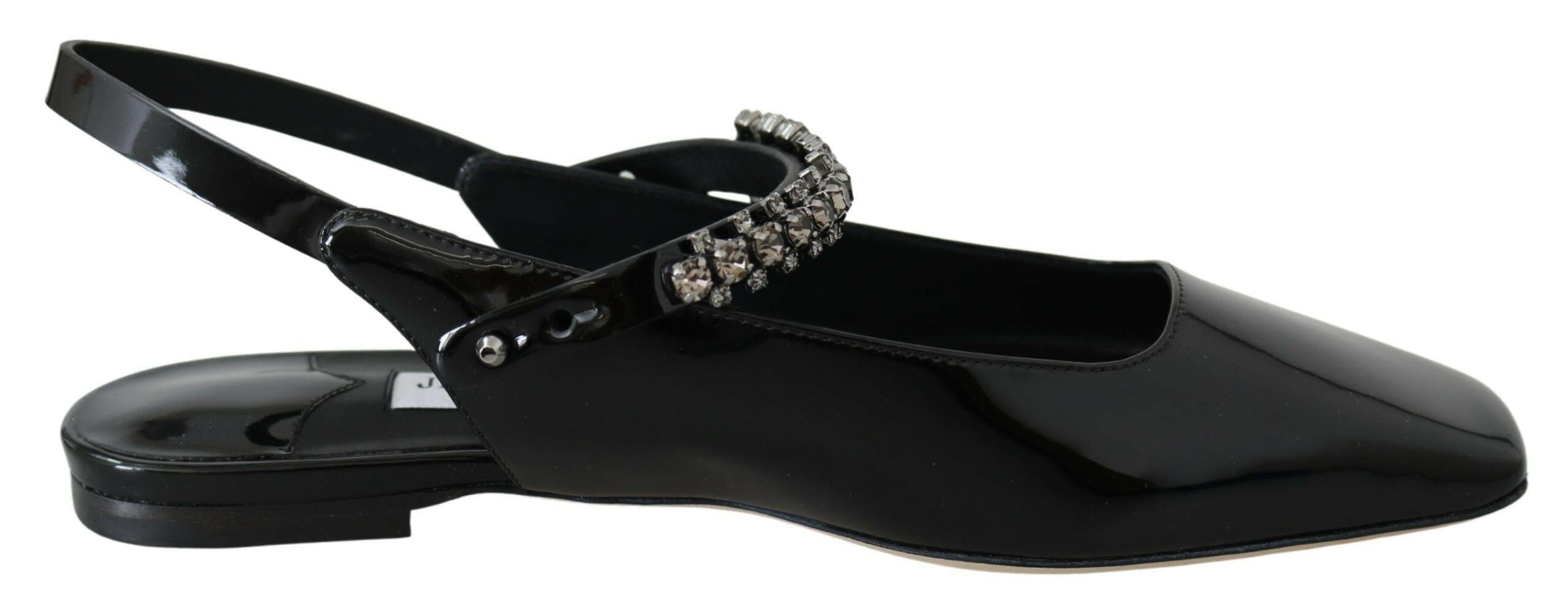 Jimmy Choo Elegant Black Patent Flats with Crystal Accent -   -  Jimmy Choo.